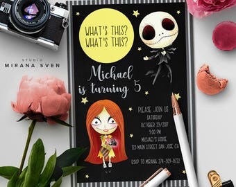Nightmare Before Christmas Party Invitation, Custom Jack Skellington Party, 4x6 Shower Invites, Halloween Birthday