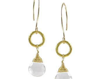 Kalen Quartz and Gold Circle Earrings