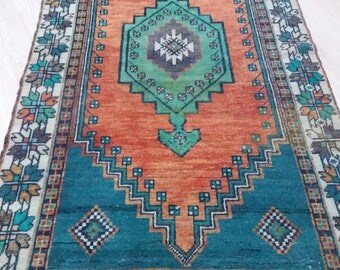 Oushak Rug,Vintage rug, Turkish Rug,3'2''x6'ft,Area Rug,Home Living,Turkish Oushak Rug,Anatolian Rug,Vintage Carpet,Turkish carpet,Floor Rug