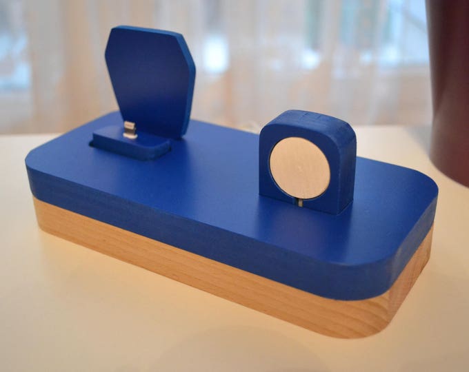 iphone charging station docking station gift Apple Watch charging station Apple Watch station stand IDOQQ due Blue Wood station iphone 5 to X