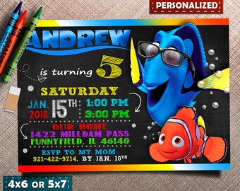 Finding Dory Invitation, Finding Nemo Invitation, Finding Dory Invite, Dory birthday, Nemo Party,Finding Dory Birthday Invitation, Dory
