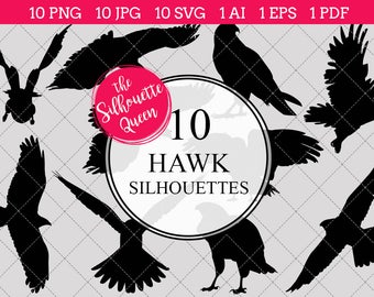 Hawk bird Silhouettes Clipart Clip Art (AI, EPS, SVGs, JPGs, PNGs, PDF) , Hawk bird Clip Art Clipart Vectors - Commercial and Personal Use