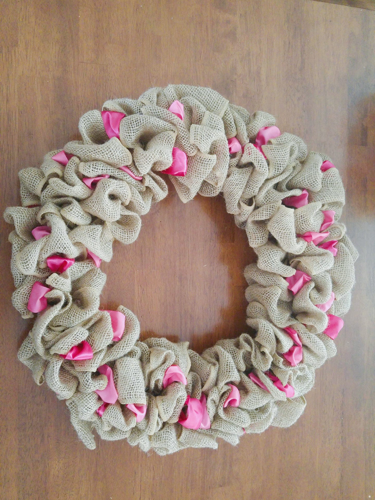 Burlap wreath with ribbon /home decor / door decoration