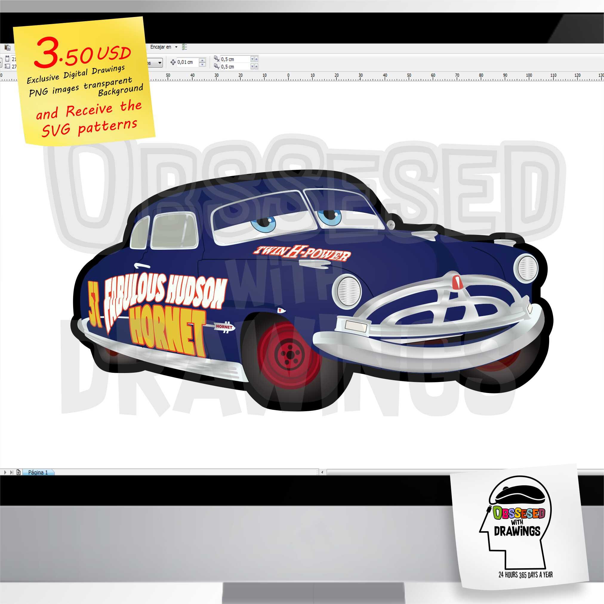 Download Hudson Hornet Disney Cars 3 Movie SVG patterns PNG image with