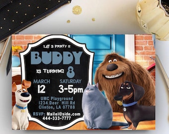 Secret Life of Pets Invitation, Secret Life of Pets Party, Secret Life of Pets Birthday, Secret Life of Pets Birthday Invitation