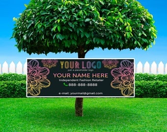 Printable Yard Sign Pop Up Boutique Banner, Advertising Personalized Home Office Approved Colors Cards Digital File 6ft x 2.5ft, Mandala