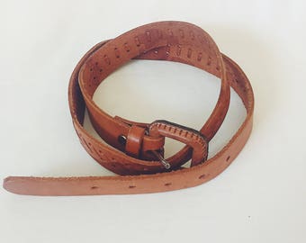 Vintage Leather Latice Belt Sz 36