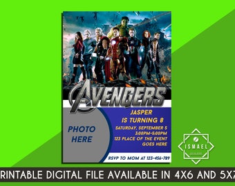 Avengers Invitation. Avengers Birthday Invitation. Avengers Digital