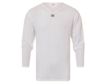 V-Neck Shirt // Long Sleeve Kurta // 100% Super Soft Cotton // Made in Thailand // Hippie Hobo Boho Bohemian Wear // Festival Clothing