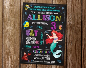 Little Mermaid Invitation, Little Mermaid Birthday, Ariel Invitation, Ariel Birthday