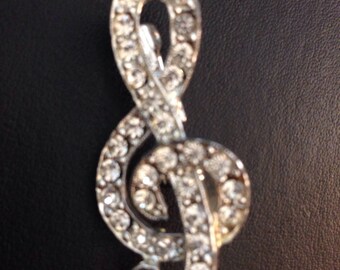 Sterling Silver Marcasite Treble Clef Brooch – Elegant Music-Themed Pin Gift Boxed - View #2