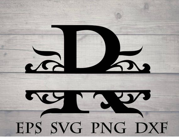 Split initial svg / split letter R monogram svg split