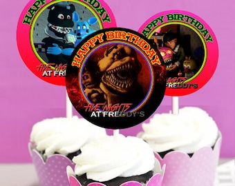 12 Five Nights at Freddy's Birthday Cupcake Toppers Set #2
