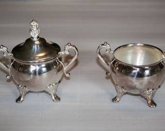 ON SALE Thru Sept. 1 /Silverplate Sugar Bowl and Creamer / Newport by Gorham