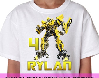 Transformers Iron On Transfer , Transformer Birthday Shirt DIY , Boy DIY Birthday Shirt , Digital File , Iron On Transfer , Personalize Name