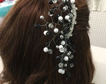 Large bridal or special occasion beaded hair comb