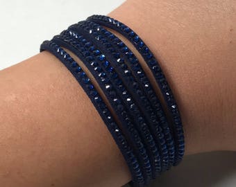 Velvet wrap bracelet rhinestone wristband