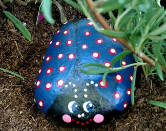 Hand Painted Ladybug Stone / Rock Art / Garden Stone / Yard