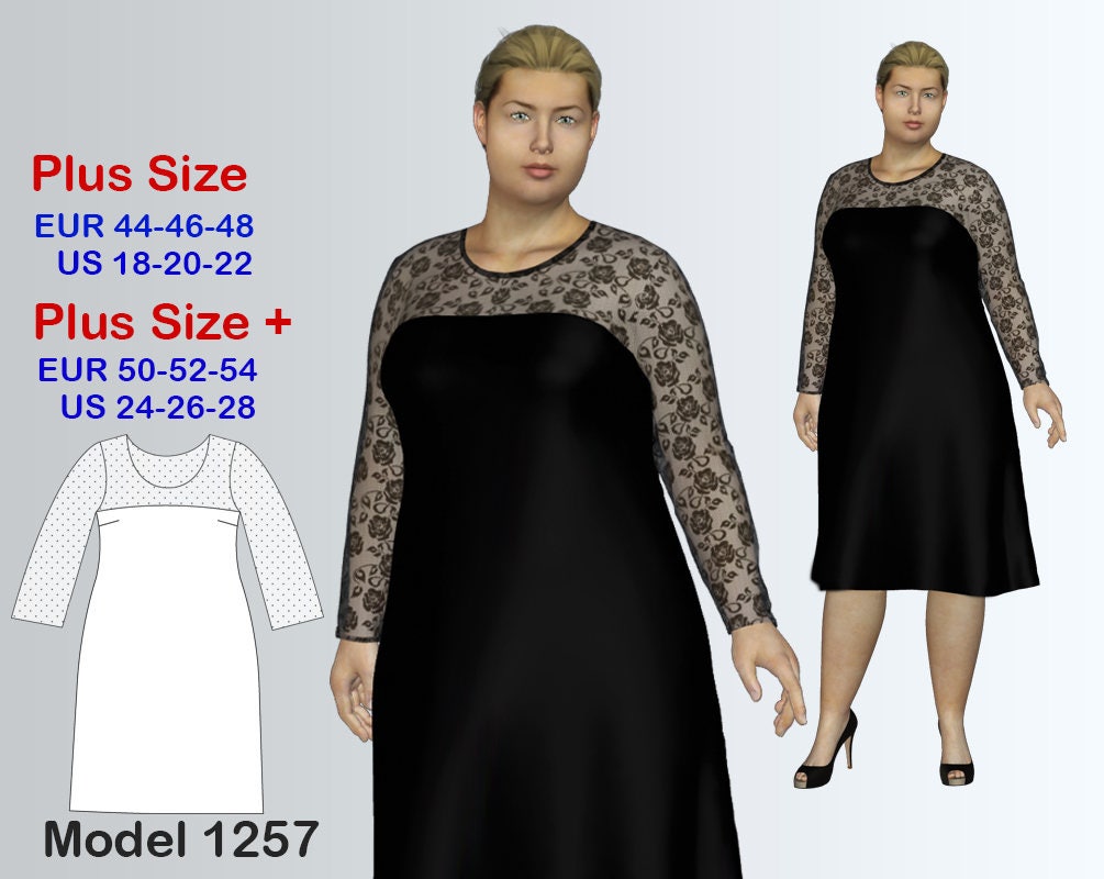Plus size Evening  Dress  Sewing Pattern  PDF  Women s sizes