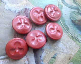 Diameter 24 mm, set of six vintage, porcelain, buttons