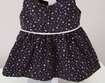 36 cm doll clothes : Velvet dress grey with white stars