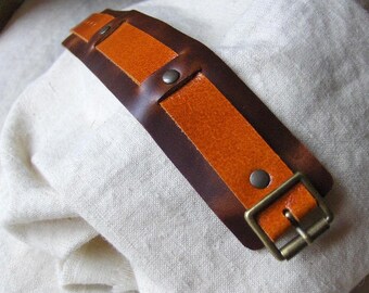 Rusty Brown Leather Buckle bracelet
