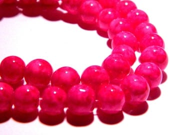20 glass beads "reality" - 8 mm - bright fuchsia - PG103 way