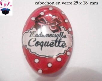 1 cabochon glass 25mm x 18mm flirtatious theme