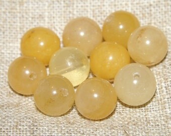 Set of 10 clear yellow quartz beads genuine 12 mm diameter