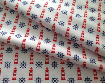 New - Printed fabric 100% cotton Navy