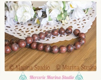 10 pearls 8mm natural red poppy Jasper jasper