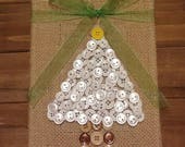 Items similar to Button Christmas tree on burlap, Christmas wall