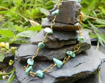 Bracelet "Amel" natural turquoise and Golden