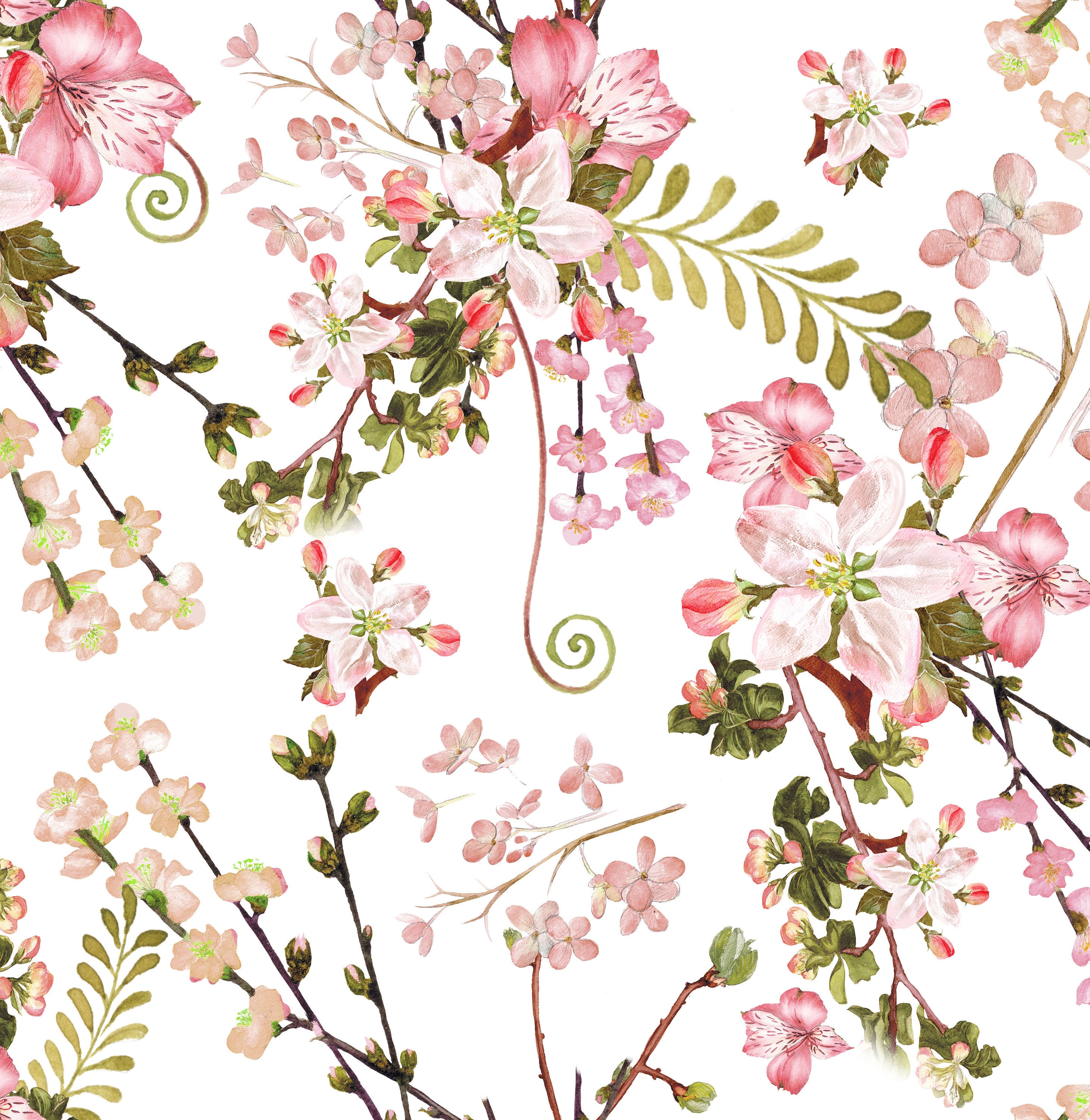 Floral rayon dress fabric by the half meter 50cm flowy