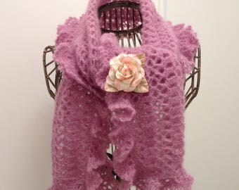 Rosewood scarf in mohair/silk yarn