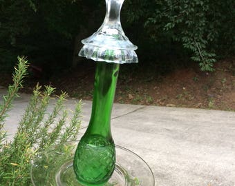 Upcycled Vintage Glass Bird Feeder