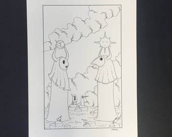 Black ink surreal drawing