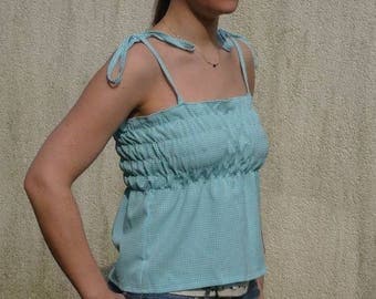 Blue and white straps top for woman - medium size