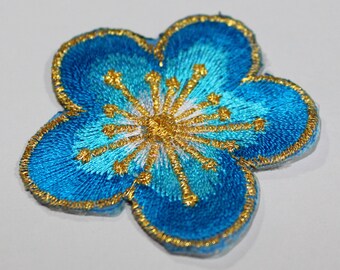 1 x badge embroidered - Fleur Hibiscus - choice of color - A stick or sew
