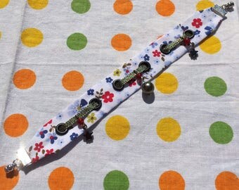 "Garden Party" - style "Liberty" floral Ribbon Bracelet / charm