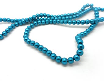 Set of 40 4mm teal glass beads