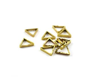 Charms connectors Golden triangles stylized brass 9x8mm, set of 10