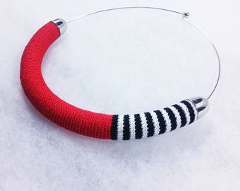 Grocollo in Lisle's crochet worked ++ Glimlag Stripes red ++