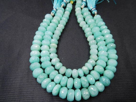 8 Strand Natural Amazonite 8-9 Mm Center Drill Faceted