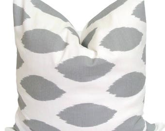 cushion gray and white ikat