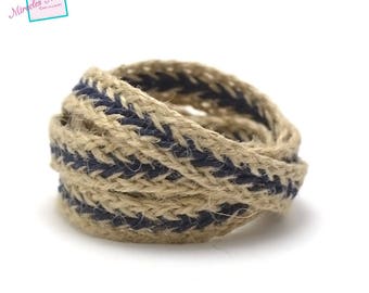 1 m braided strap rope 001, 15 mm cream/blue