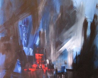 peinture abstraite "Amavasya-black-moon-fiction" 2017