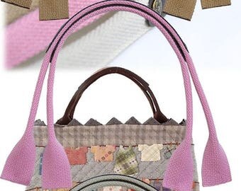 47cm leather handle and pink cotton