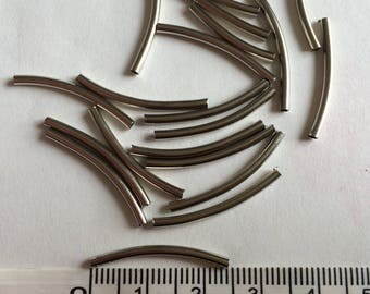 Set of 20 beads silver metal tube
