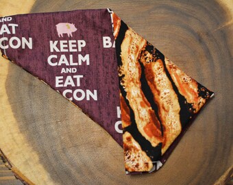 Keep calm and eat bacon dog bandana!